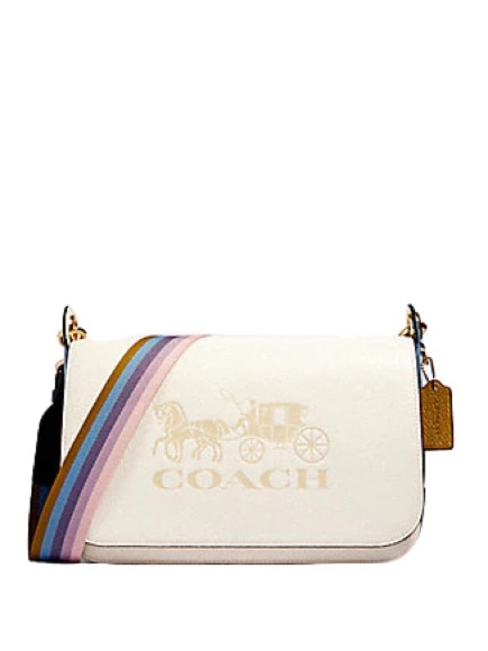 EUC Coach Jes Messenger Cream Crossbody Bag in Color Blockwith Multicolor Stripe